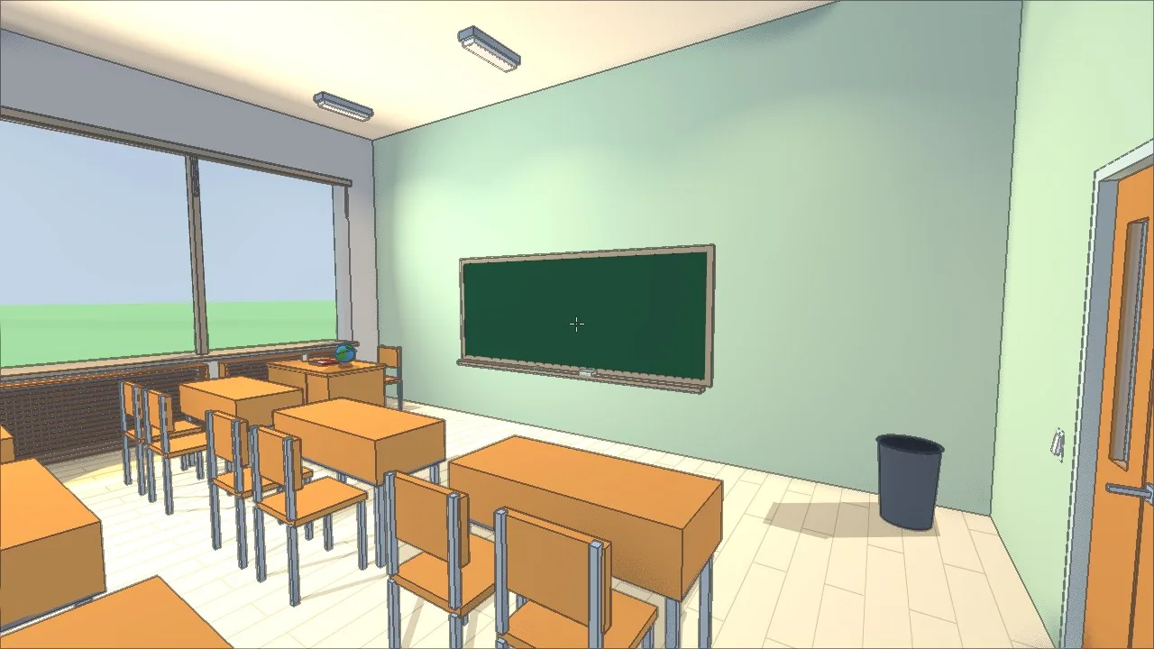 Lamp shadows in a classroom