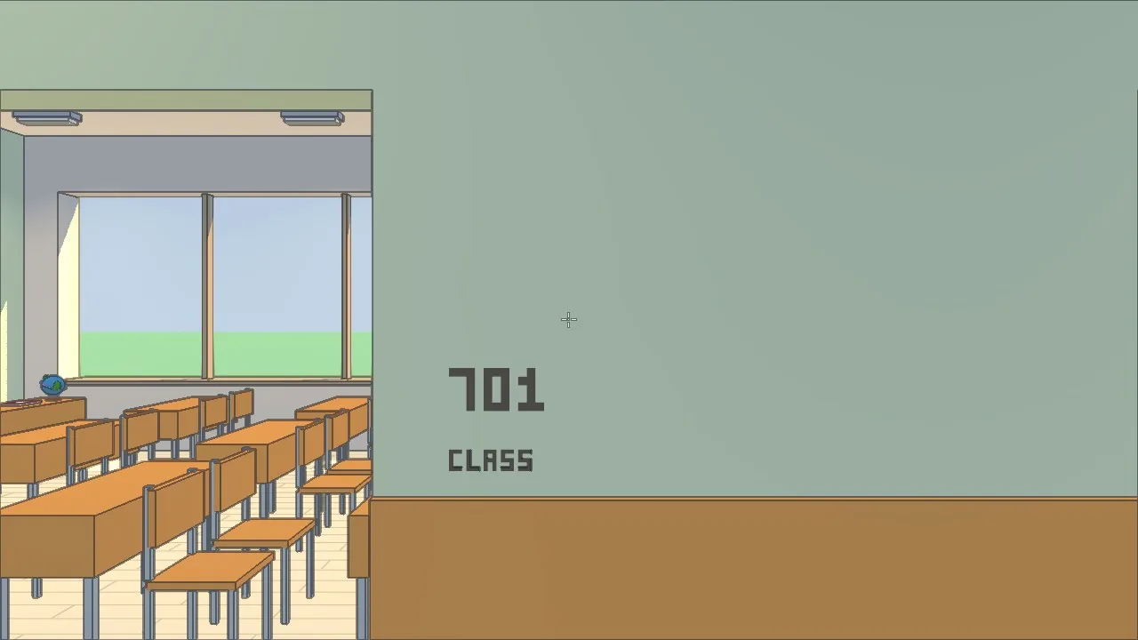 Room 701: the number painted on the wall
