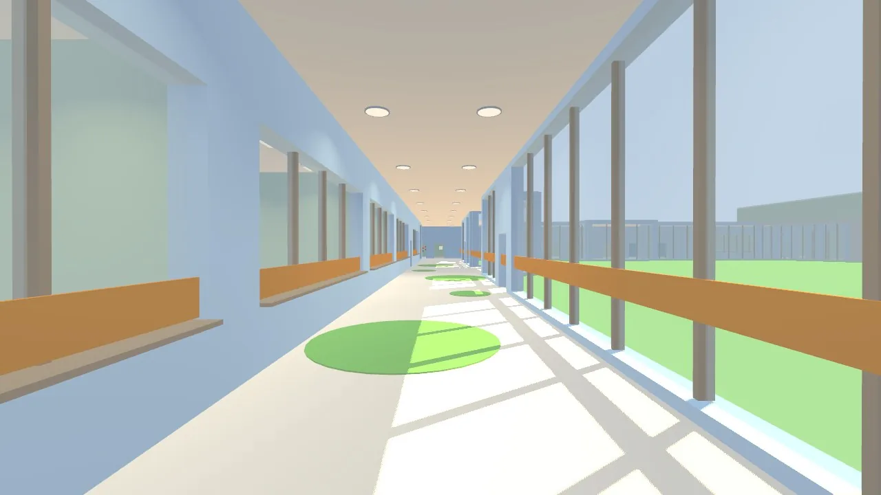 The gallery along the windows
