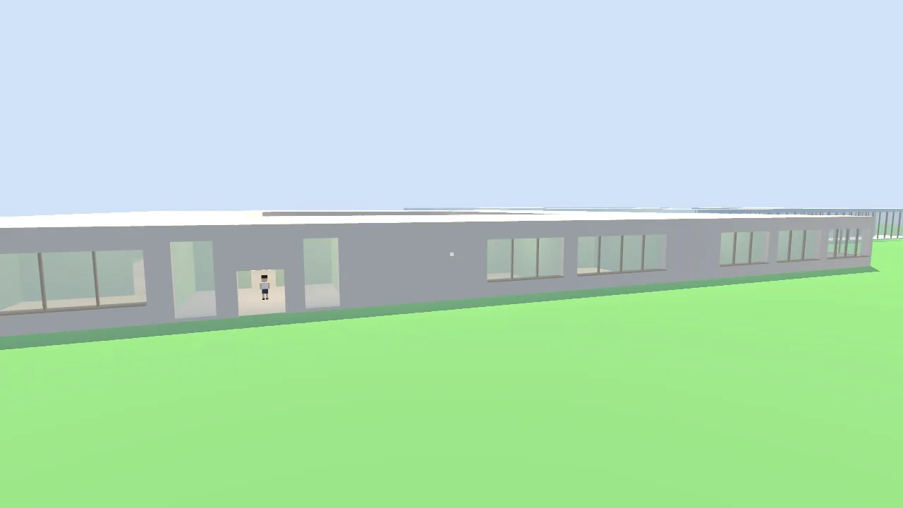August 17, evening: a school in an empty field