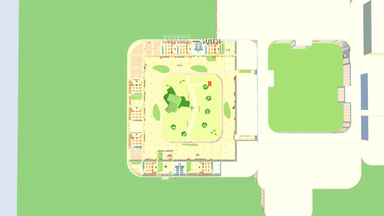 The same yard on September 1: the oak and one path