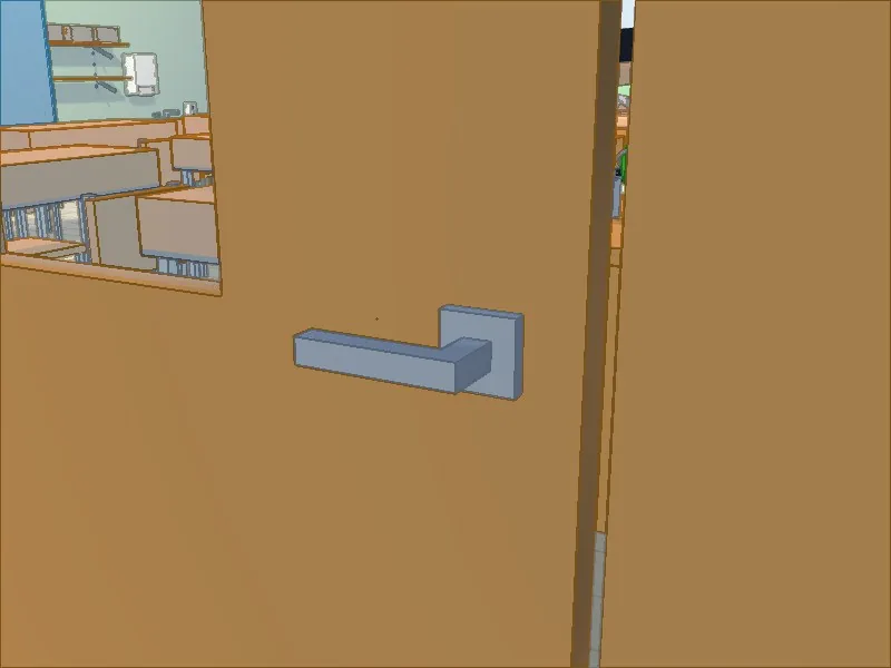 The new handle: a short neck and a lever toward the hinges