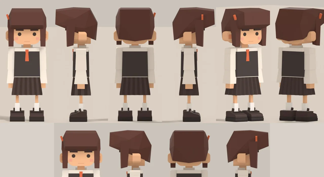 The girl student "Visor": a bob with a fringe, a hair clip, a pleated skirt