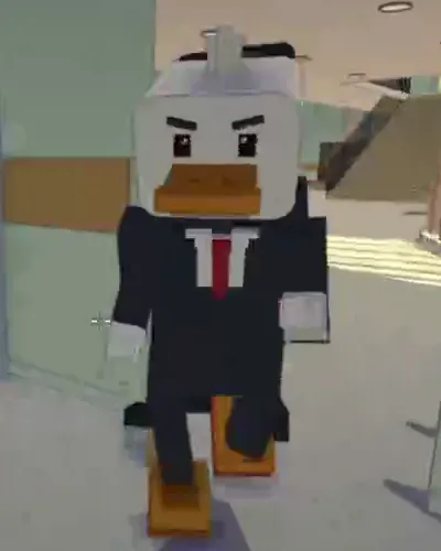 The Deputy Head: a duck in a black suit and red tie